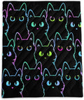 Axolotl Black Neon Cat Camping BlanketSilhouette Cat Packable Outdoor BlanketBlue Green Waterproof Lightweight Warm Puffy Printed BlanketCat Lover Travel Blanket for CampingTravelStadiumHiking