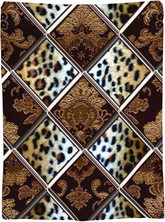 80X60 African Cheetah Patch Quilt Pattern Lightweight Flannel Blanket - Soft and Breathable Polyester Suitable for Travel Camping and Home Decoration