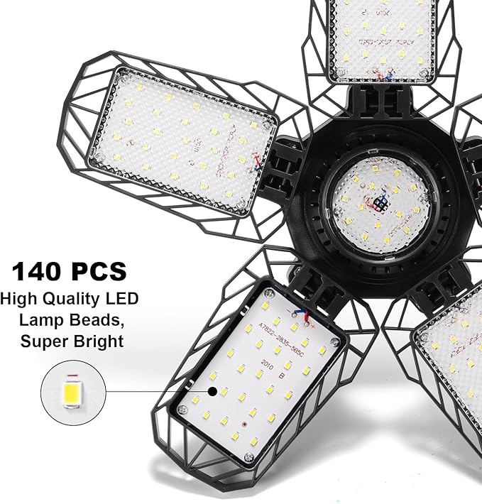 [Upgraded] DooVii 2-Pack LED Garage Light400 Watt Equivalent 6500KCool Daylight White LED Area LightE26/E27 Medium Basefor Outdoor Factory Warehouse Barn Backyard and MoreSuper Bright