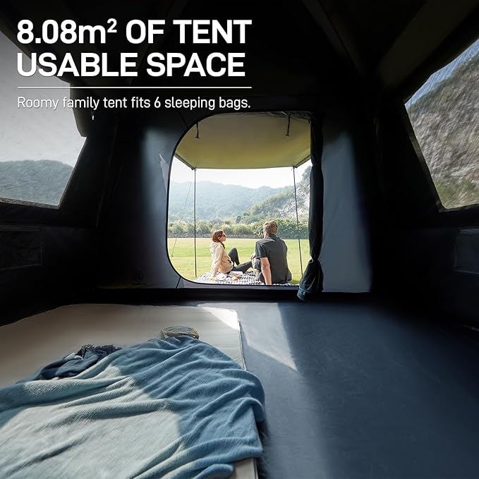 EVER ADVANCED Blackout Design 6 Person Camping Tent Instant Cabin Tent for Family with Vestibule and Large Mesh Windows 60s Easy Setup Double Layer Water-Resistant
