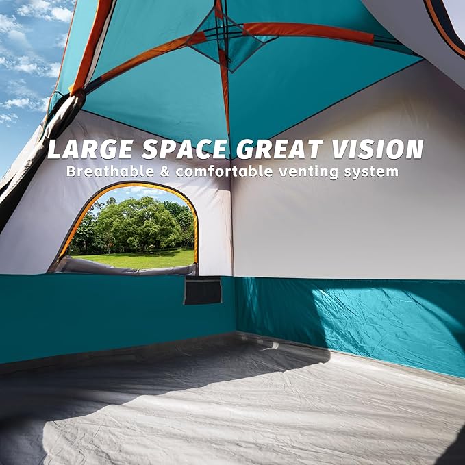 UNP 2/4/6/8 Person Tent Portable Cabin Tent Camping Tent 4-Person Easy Set Up Waterproof with Top Rainfly for Outdoor Camping/Hiking