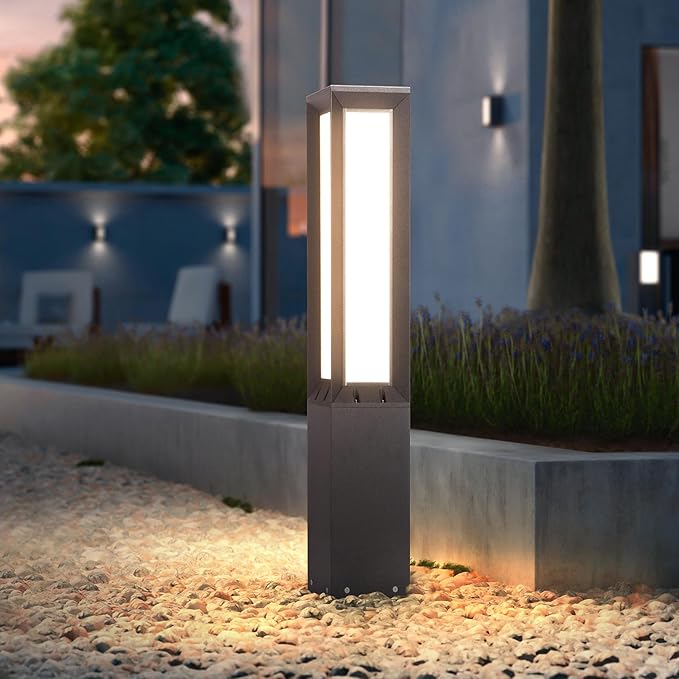 Outdoor Pathway Lights Wired 32 Landscape Path Light 3000K LED Bollard Lights 120V Modern Commercial Driveway Lamp IP65 Waterproof Standing Lighting for Patio Garden Path Yard Walkway