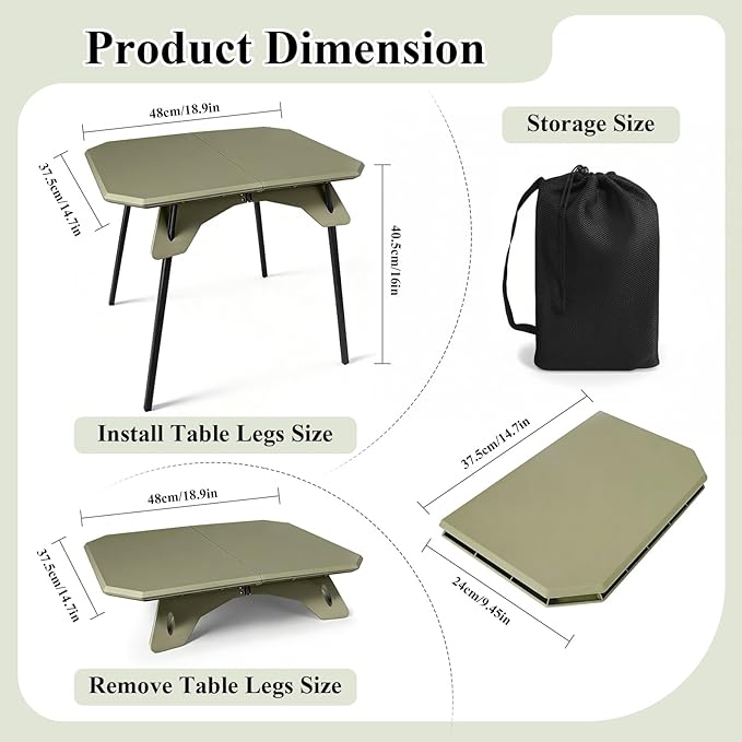 LiveGo Outdoor Foldable Camping Table Portable Lightweight Picnic Table with Height Adjustable Legs Collapsible &amp Carry Bag Dining Table for Kitchen Garden Beach Fishing BBQ Indoor Outdoor