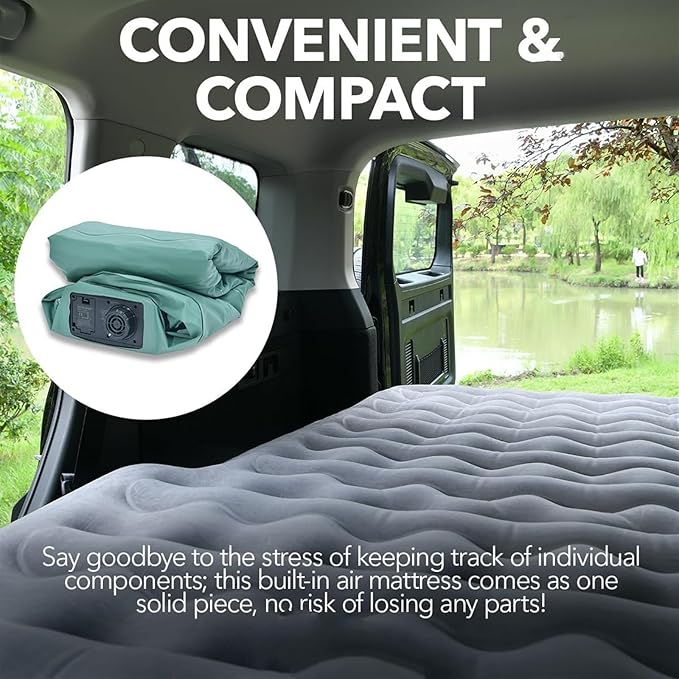 Camping Inflatable Mattress Portable Inflatable Bed for Car SUV Air Mattress Car Mattress with Built-in Pump Cold-Resistant and Wear-Resistant Car Sleeping Bed
