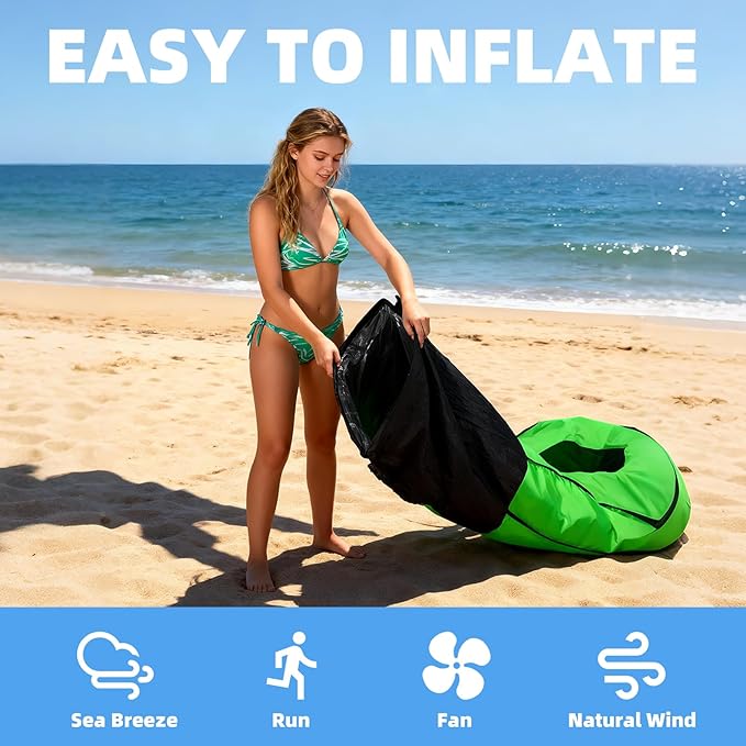 Portable Inflatable Sofa Tent Inflatable Lounger Air Couch with Sun-Shade Waterproof Inflatable Bed for Yard Outdoor Camping Hiking (Blue)