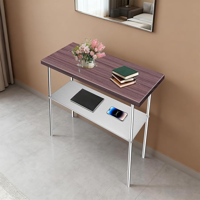Eapmic Undershelf for Work Tables Adjustable Lower Shelf Stainless Steel Bottom Shelf Add for Commercial Prep Table Restaurant Kitchen Bakery Garage Workshop Use (57.09x21.65in)