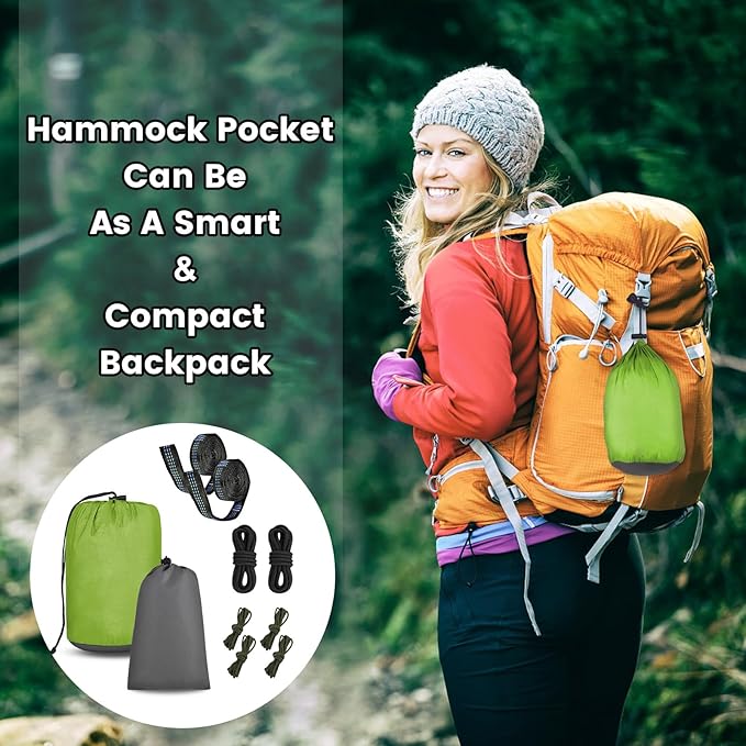 Camping Hammock with Mosquito Net &amp Rain Fly Tent Tarp &amp Tree Straps Portable Strong Nylon Hammock Parachute Tent w/Storage Bag for Camping Hiking Backyard Outdoor Backpacking Travel