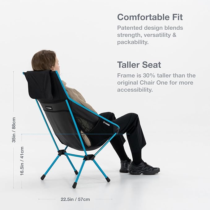 Helinox Chair One Highback (re) High-Performance Camping Chair2.6lbs Camping Chairs High Back Packable Portable Chair for Backpacking Camping Hiking Travel Black
