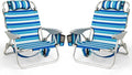 Goplus Beach Chair 2 Pack 330lbs Folding Backpack Chairs for Adults with 4-Position Backrest Storage Pockets Towel Bar Foldable Low Beach Lounge Portable Aluminum Lay Flat Camping Chair