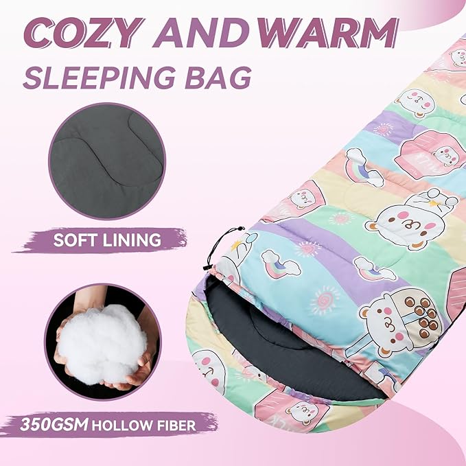 Kids Sleeping Bag for Camping - Lightweight 3 Season Child Backpacking Sleeping Bag and 1-Person Lightweight Backpacking Tent - Waterproof Tent for Single Person