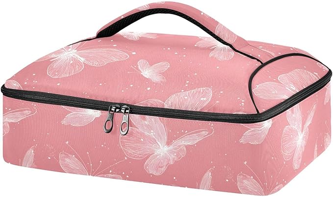 Casserole Carrier Cute Pattern Butterfly PrintInsulated Casserole Carrier for Hot or Cold Food Thermal Lunch Tote for Potluck Parties Picnic Beach Fits 9 x 13 Inches Baking Dish