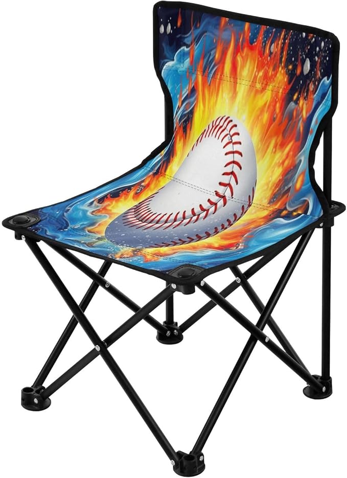 Baseball on Fire Camping Chair Lightweight Portable Folding Chair Beach Chair with Carry Bag for Outdoor Adventures Patio and Picnics