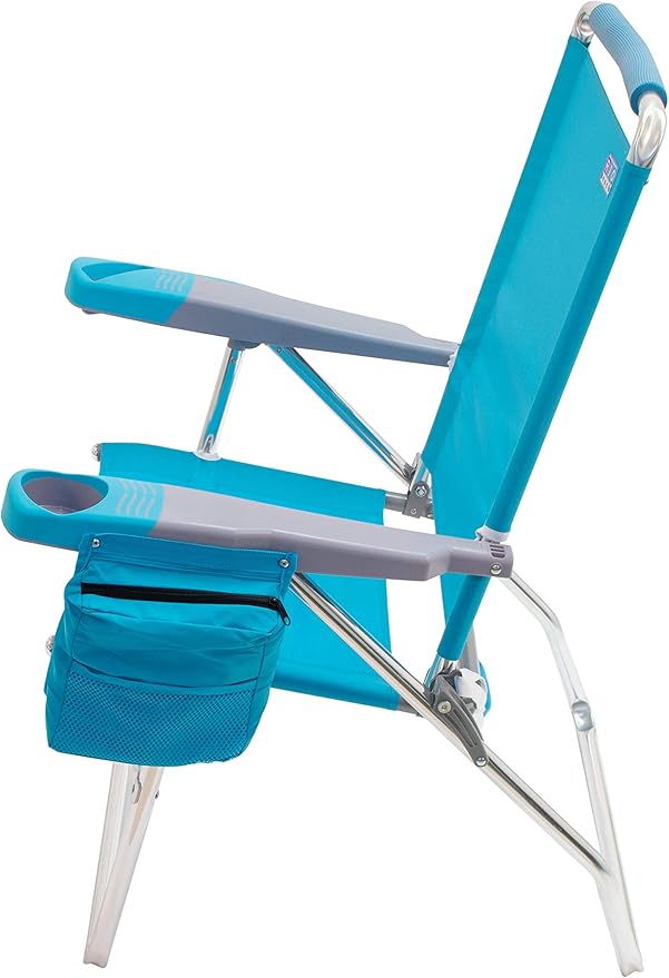 Rio Brands 17 Extended Height 4-Position Folding Beach Camping Lawn Chair Light Blue