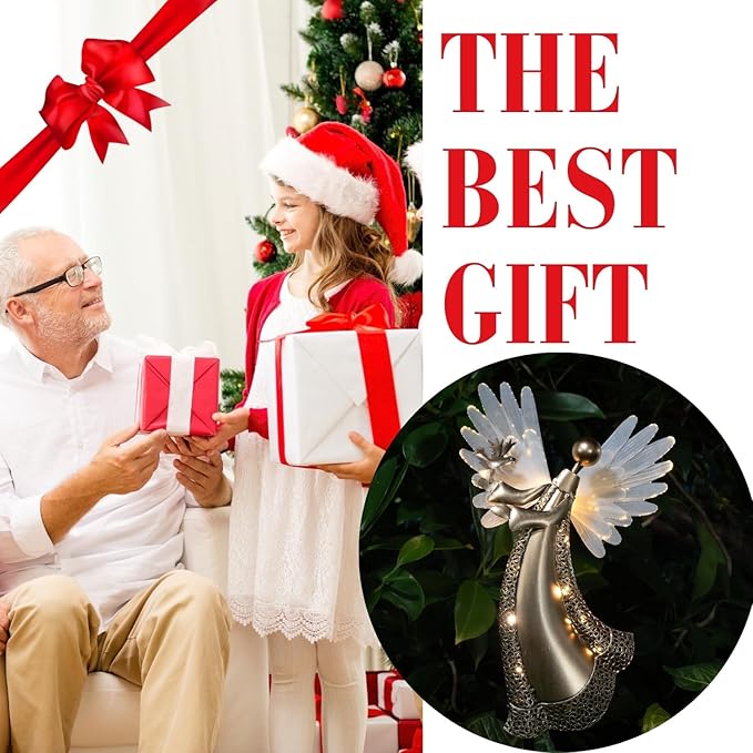 Solar Angel Garden Lights Outdoor LED Metal Decor with Peace Dove Waterproof Pathway Lawn Lighting Unique Gift for Women Mom Friends(Peace Dove)