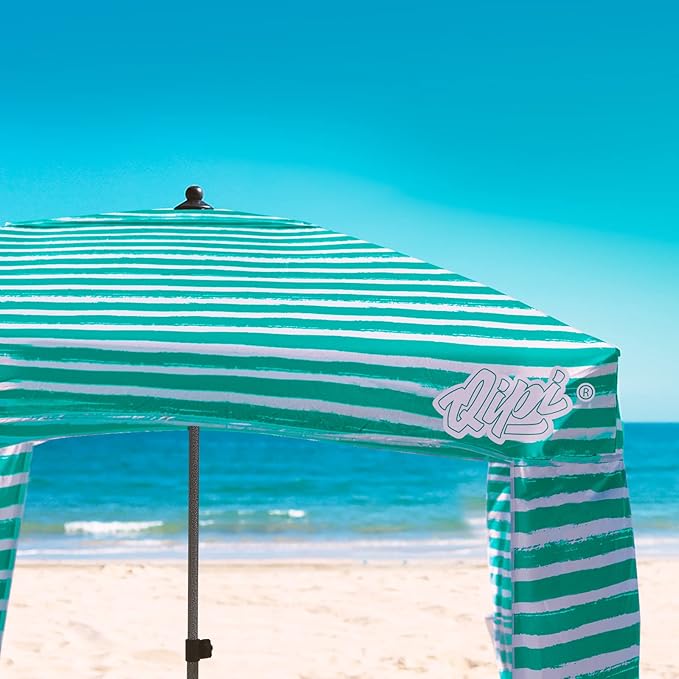Qipi Beach Cabana - Easy to Set Up Canopy Waterproof Portable 6' x 6' Beach Shelter Included Side Wall Shade with UPF 50+ UV Protection Ultimate Sun Umbrella - for Kids Family &amp Friends