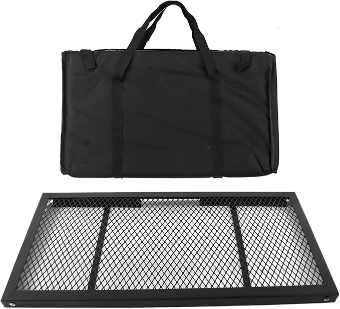 Portable Folding Campfire Grill Grate Multifunctional &amp Waterproof 304 Stainless Steel Outdoor Camp Grill Rack (Black)