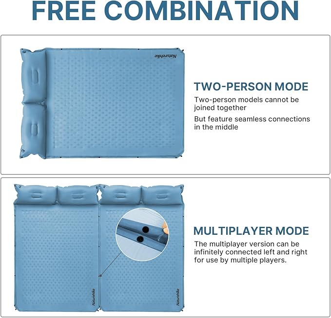 Naturehike Camping Sleeping Pad with Quick-Inflating Ultralight Memory Foam Sleeping Mat for Camping Backpacking Hiking Traveling Tent Blue