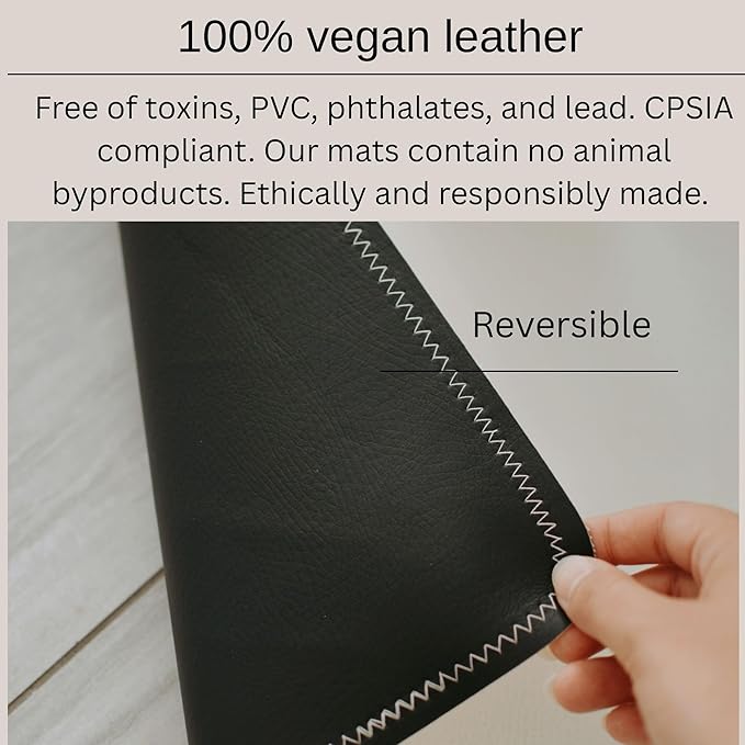 Uniklook Vegan Leather Reversible Multipurpose Paly mat Kids Infant Picnic Blanket - Waterproof Baby Splat mat for High Chair Sand Proof Beach Blanket Indoor Outdoor (Cream Black)
