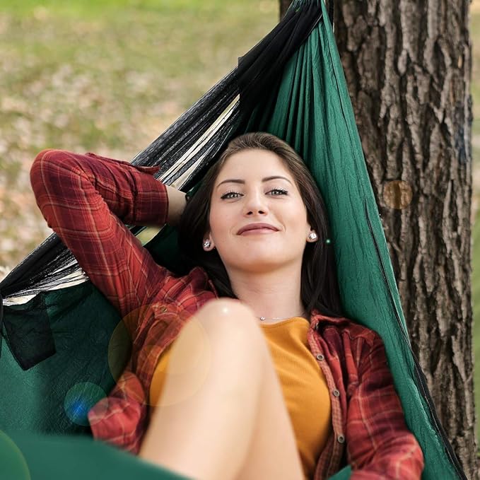 Covacure Camping Hammock - Lightweight Double Hammock Hold Up to 772lbs Portable Hammocks for Indoor Outdoor Hiking Camping Backpacking Travel Backyard Beach（Dark Green）