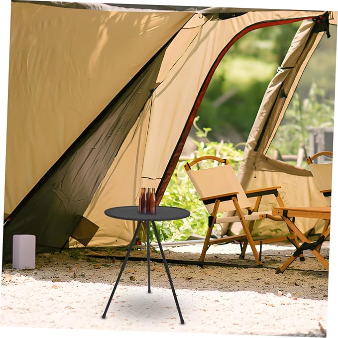 Adjustable Height Round Camping Table Portable Folding Table Aluminum Small for BBQ