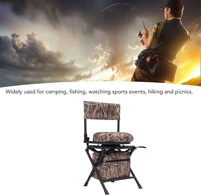 Yosoo 360 Degree Swivel Camping Chair Compact Lightweight Design Fishing Stool Foldable Chair with Fashion Pattern Ideal for Outdoor Activities Foldable Portable Chair