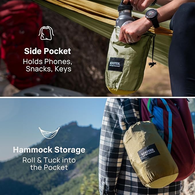 Kootek Camping Hammock Portable Hammocks with Tree Straps &amp Attached Carry Bag Camping Essentials Gear Perfect for Outside Indoor Hiking Beach Backpack Travel