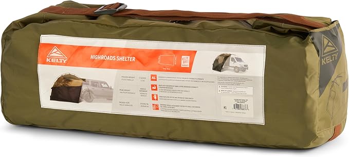 Kelty Highroads Overlanding Shelter - Universal Mount Car Camping Tent with Large Zippered Entry Aluminum Frame Adjustable Walls and Windows UV Protection Rainproof Stuff Duffel Included 2024