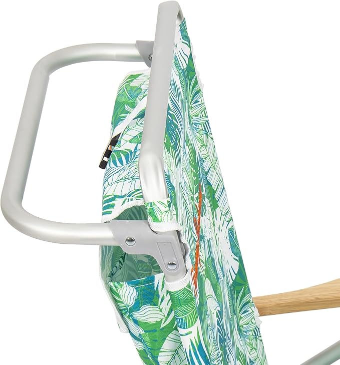 Tommy Bahama 2-Pack 5-Position Classic Lay Flat Backpack Beach Chair with Cooler and Cup Holder Portable Folding Beach Chair for Tanning Tropical Leaves