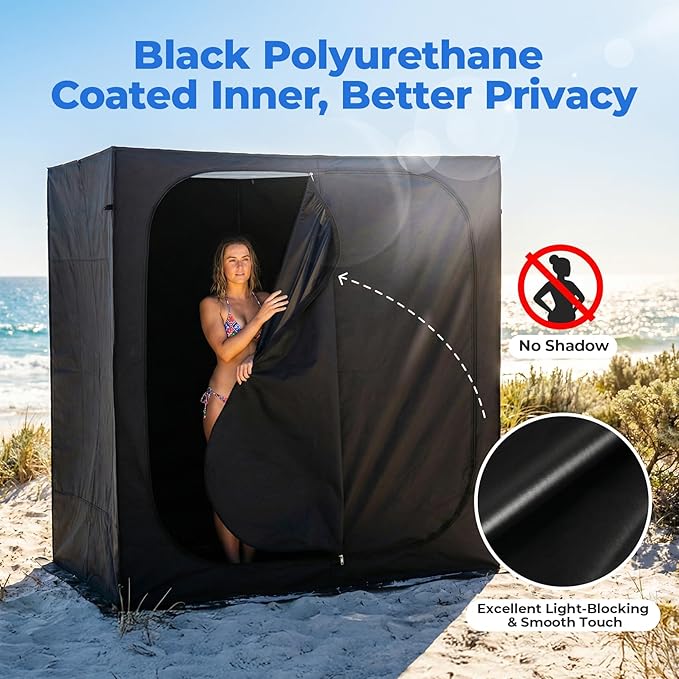 EighteenTek® Shower Tent Camping 2-Room Portable Changing Room Outdoor Shower Enclosure Pop Up Privacy Tent Shelter with Floor &amp Doors Waterproof &amp Lightweight Camping Toilet Bathroom