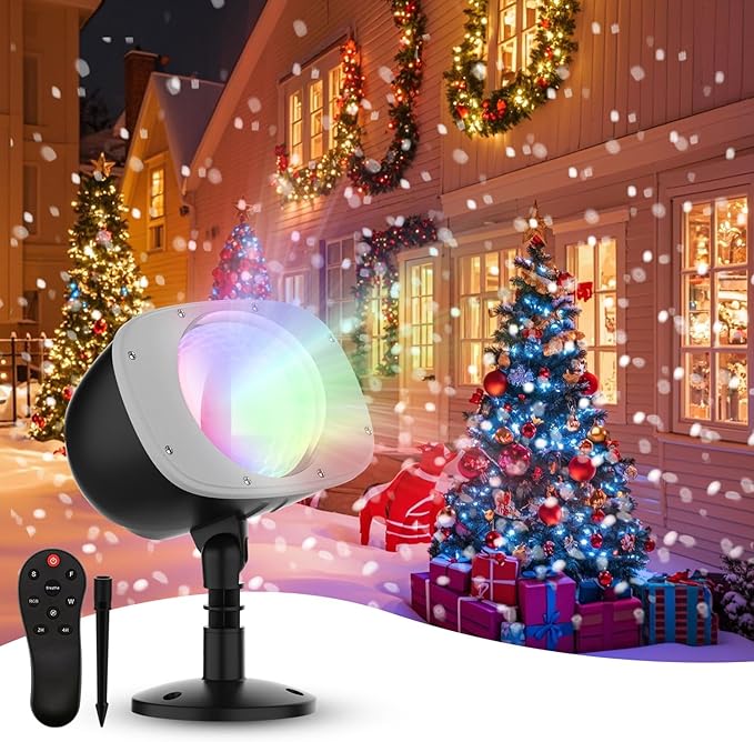 Christmas Snowfall Projector Lights Holiday Projector Lights Waterproof Snow Flurries Landscape Spotlight with Remote for Xmas Party Wedding Home Decor
