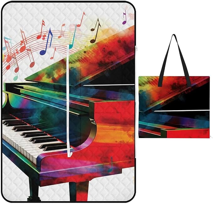 Zipper Colorful Piano Keyboard Music Style Picnic Mat Suitable for Travel Camping Park Or Home Use