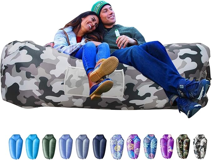 AlphaBeing Inflatable Lounger Beach Chair Accessories Air Sofa Hammock Inflatable Couch for Camping Backyard Lakeside with Compression Sacks Ideal Outdoor Gifts for Adults