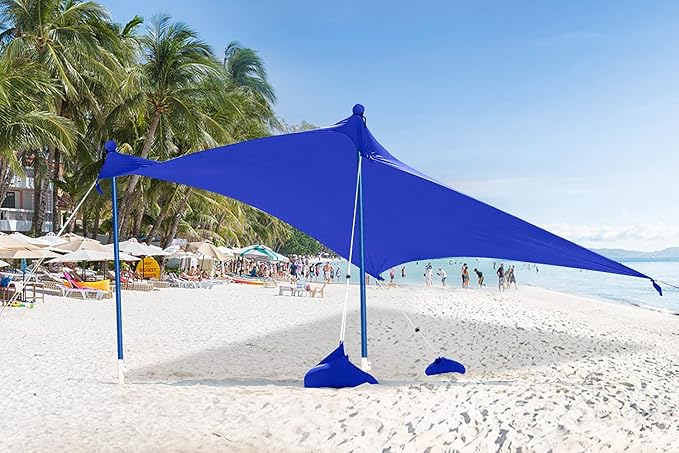 ABCCANOPY Beach Portable Sun Shelter for Beach Camping Trips (7x7 FT Blue)