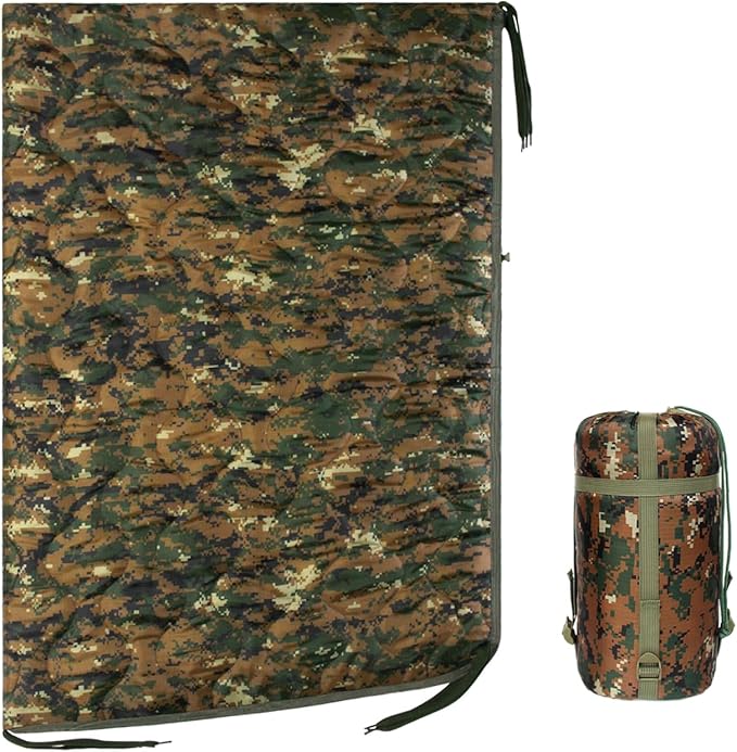 WINWAY Outdoor Down Camping Blanket Military Camping Sleeping Bag with ZipperPackable Waterproof Lightweight Poncho Liner for HikingTravel Stadium