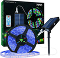 MIHEAL Solar LED Strip Lights Outdoor 32.8ft 560 LEDs Solar Powered Blue Light LED Strip with 8 Lighting Modes IP67 Waterproof 2835 SMD Rope Lights for Garden Trees Christmas Party Decor