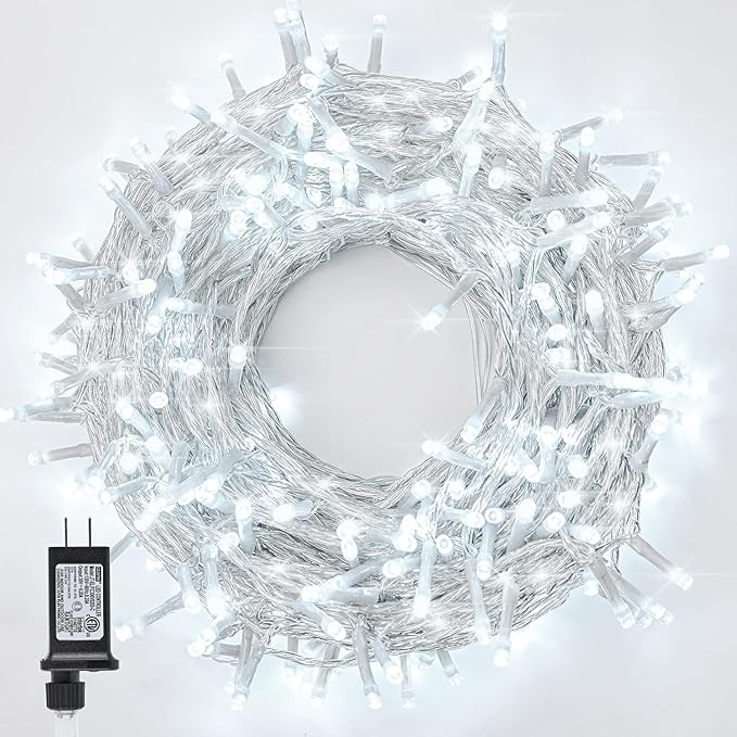 Outdoor Christmas String Lights 800LED 330FT White Fairy Lights 8 Mode Plug in Waterproof Indoor Outdoor Decor Lights for Bedroom Christmas Thanksgiving Wedding Party Garden Yard Tree