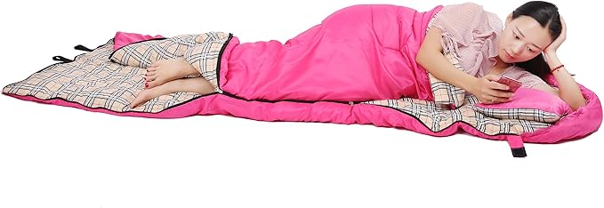 Desert &amp Fox Cotton Flannel Sleeping Bags with Pillow 4 Season Warm &amp Cold Weather Envelope Compression Sack Lightweight &amp Portable Backpacking Sleeping Bag for Outdoor Camping Hiking