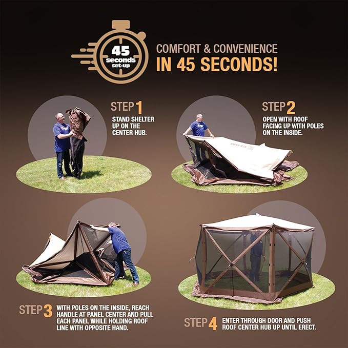 CLAM Pop Up Screen Tent Outdoor Camping Gazebo Canopy Traveler 6' x 6' Green