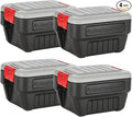 Rubbermaid® ActionPacker®️ 8 Gal Lockable Storage Box Pack of 4 Outdoor Industrial Rugged Grey and Black