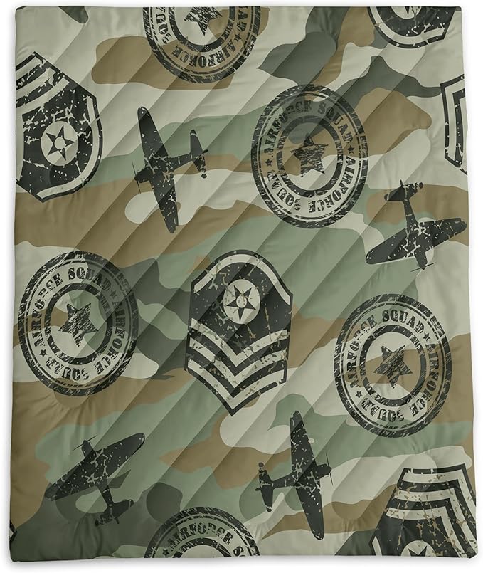 Axolotl Camouflage Printed Camping BlanketLightweight Portable Waterproof Puffy Military Themed Travel BlanketAircraft Medal Packable Outdoor Blanket for PicnicCampingTravelStadiumHikingGreen