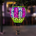 Mosaic Hot Air Balloon Solar Lanterns Outdoor Waterproof Colorful Glass Solar Hanging Lantern Lights for Garden Patio Yard Gifts for Women Mom Grandma
