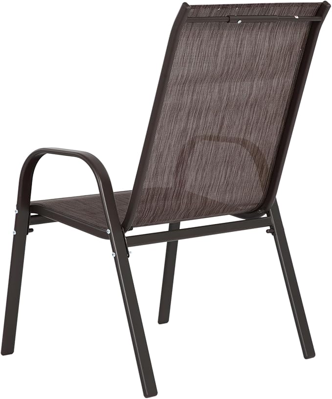 Set of 2 Outdoor Patio Chairs for Relaxation and Comfort Breathable Design for Garden Beach or Camping Brown