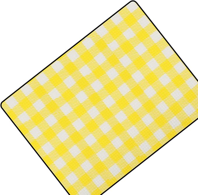 Picnic Mat with Yellow Grids Printing Foldable Thicken Camping Blanket Aluminum Film Insulated Lightweight and Portable for Outdoor Use