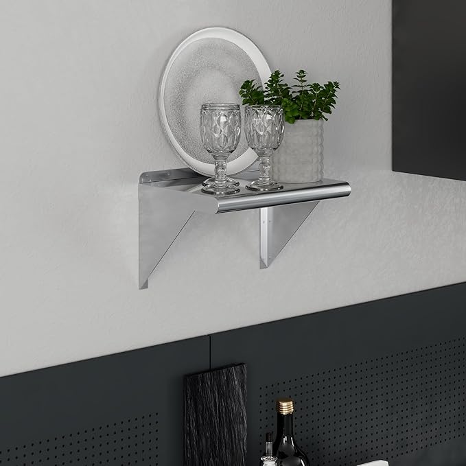 AmGood 12 in. x 16 in. Stainless Steel Wall Shelf | NSF Certified | Appliance &amp Equipment Metal Shelving | Kitchen Restaurant Garage Laundry Utility Room