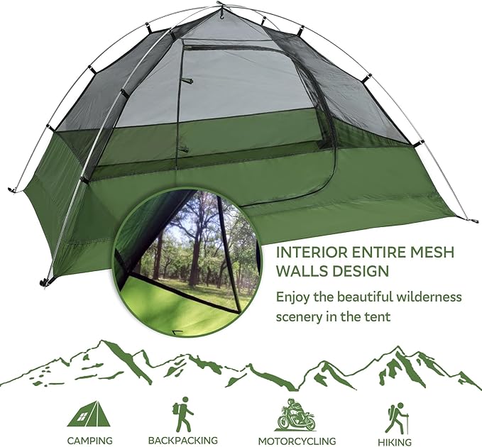 Clostnature Lightweight Tent for Backpacking - 1/2/3/4 Person Ultralight Backpacking Tent Waterproof Easy Setup Camping Tent Hiking Tent for Outdoor Hiking and Mountaineering