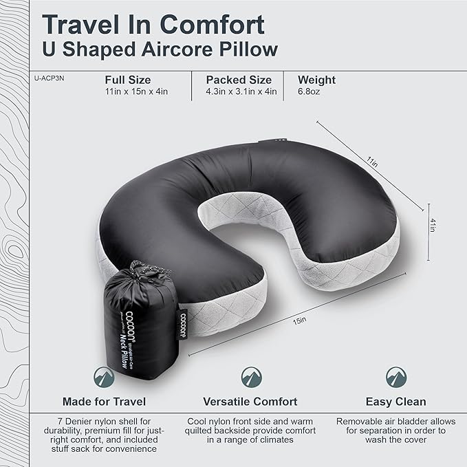 COCOON - Premium - Ergo Aircore Pillow Ultralight - U-Shaped- One Size (Grey)