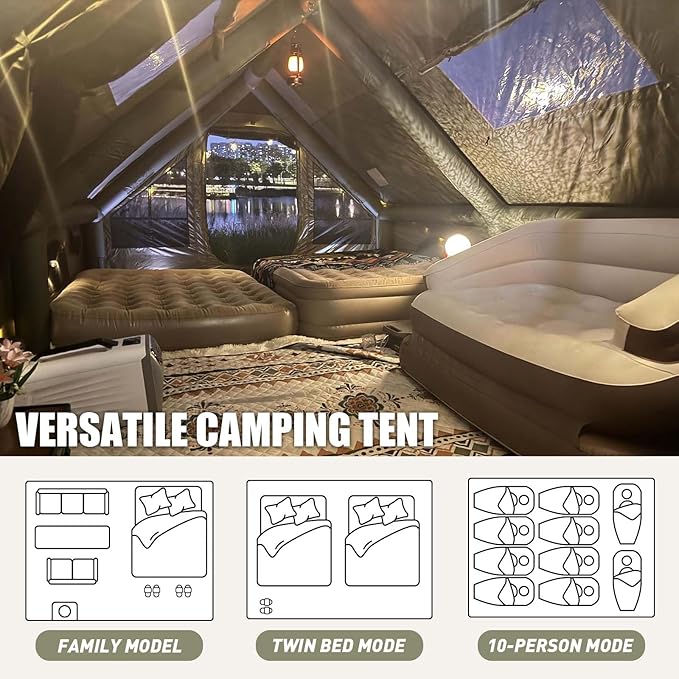 Inflatable Tents for Camping Large Inflatable Camping Tent with Hand Pump Easy Setup Tents for 4-6 People Portable Glamping Tent