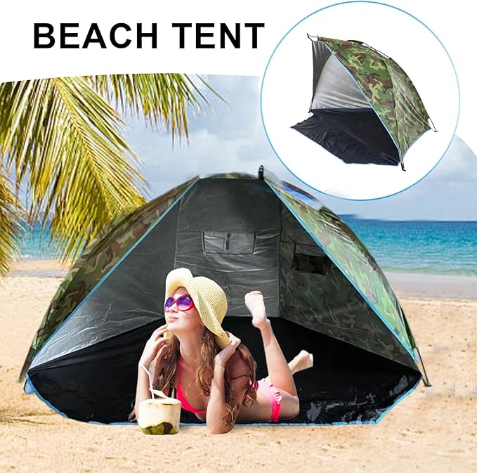 Beach Tent Sun Shelter – Fishing Tent with Nails 220x120x120cm Camping Shelter | Portable Sun Protection with Carrying Bag for Travel Hiking Festival Garden &amp Outdoor Use