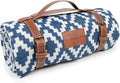 Komorebi Extra Large Picnic Blanket - 78” x 59” - Waterproof Outdoor Blanket Foldable &amp Portable Sandproof Beach Blanket - Blue Travel Mat with Soft Cotton &amp Carry Handle