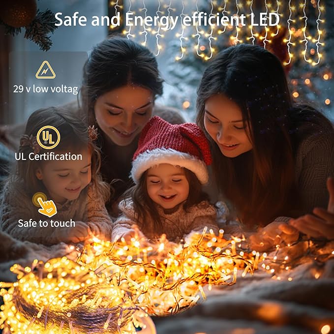 Icicle Lights Christmas Decorations 60+16Ft 600 LED Icicle Lights for Outside with Connectable Timer Memory Dimmable Plug in Twinkle Fairy Lights for Indoor House Roof Holiday Wedding Party